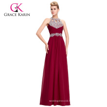 Grace Karin Robes de soiree longues et longues Robes de soirée en mousseline de soie perlées en mousseline de soie nue sans ordonnance GK000086-1